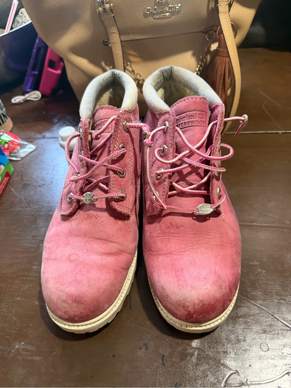 Timberland Pink Lace-Up Women's Waterproof Boots - Suede